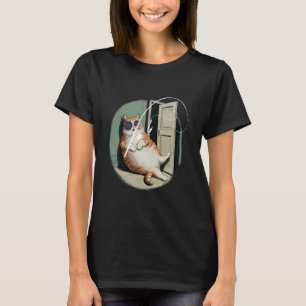 dicke Katze Angelkatze mit einem Barsch Fisch Fisc T-Shirt