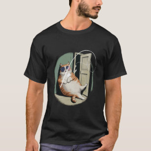 dicke Katze Angelkatze mit einem Barsch Fisch Fisc T-Shirt
