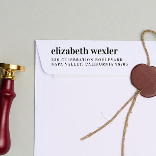 Dicke Kleinschreibung Typografie und Rücksendeadre Gummistempel
