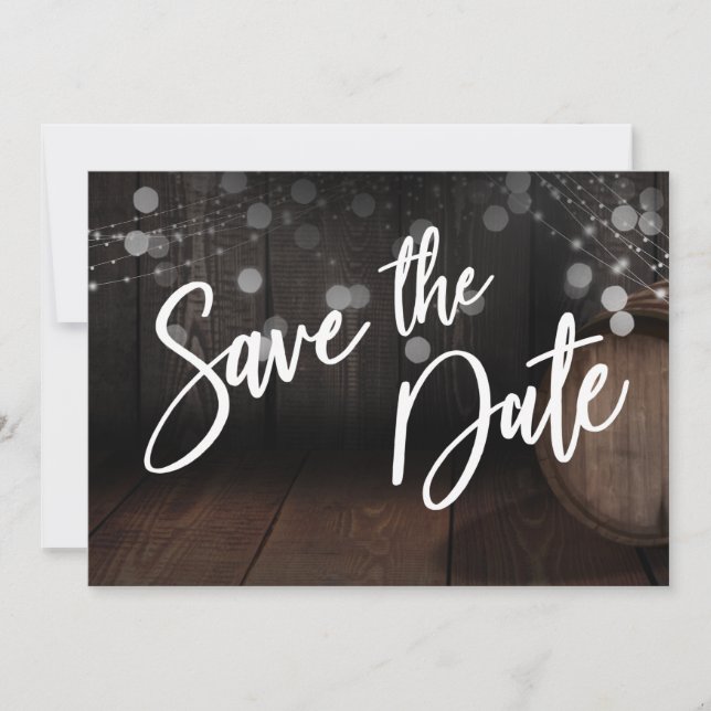 Dicke Lässige Typografie Braun Holzgeleichte Save The Date (Vorderseite)
