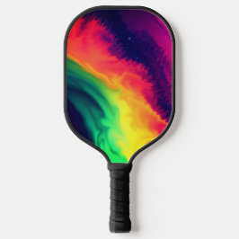 Dicke, lebhafte, farbenfrohe Regenbogenflüssigkeit Pickleball Schläger