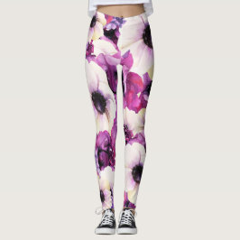 Dicke Lila Aquarellblütenmode Leggings
