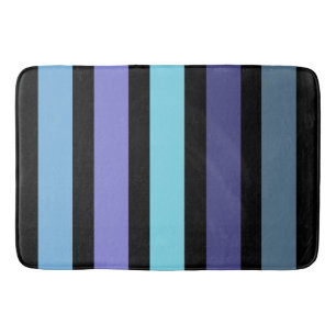 Dicke Lila blaue Aqua Schwarz Farbige Streifen Badematte