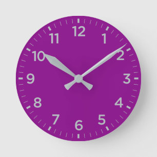 Dicke Lila Grauglanz Minimalistische Wall-Uhr Runde Wanduhr