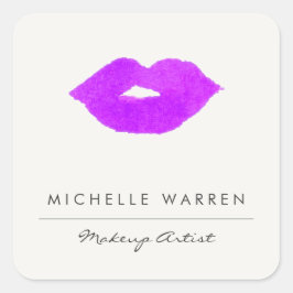 Dicke Lila Lippen Wasserfarbe Makeup Artist Quadratischer Aufkleber