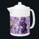 Dicke Lila Violine und Lilac Floral Porzellan Teap<br><div class="desc">Dicke Lila Violine und Lilac Floral Porzellan Teapot</div>