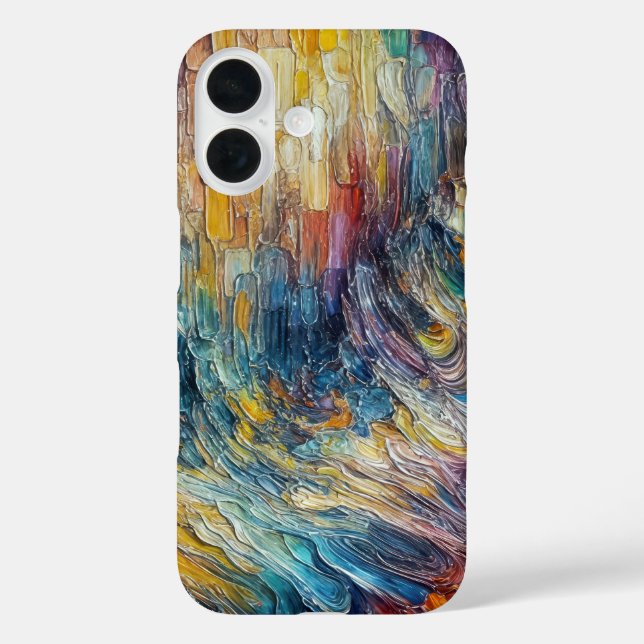 Dicke Malerei-Textur Abstrakt iPhone 16 Hülle (Rückseite)