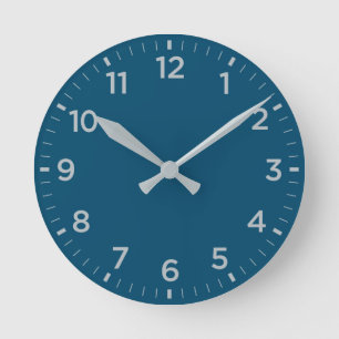 Dicke Minimalistische, blaugraue Gloss-Uhr Runde Wanduhr