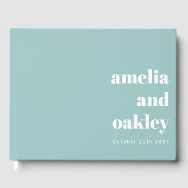 Dicke Minimalistische moderne Aqua Blue Custom Wed Gästebuch