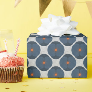 Dicke Minimalistische Mohn Texturierte Blauer Geschenkpapier