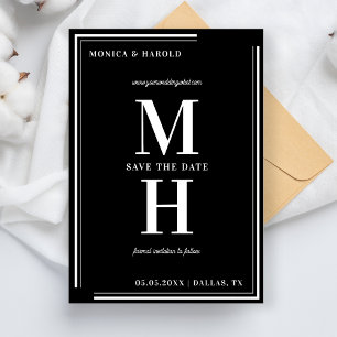 Dicke Minimalistische Monogramm Schwarz/Weiß-Hochz Save The Date