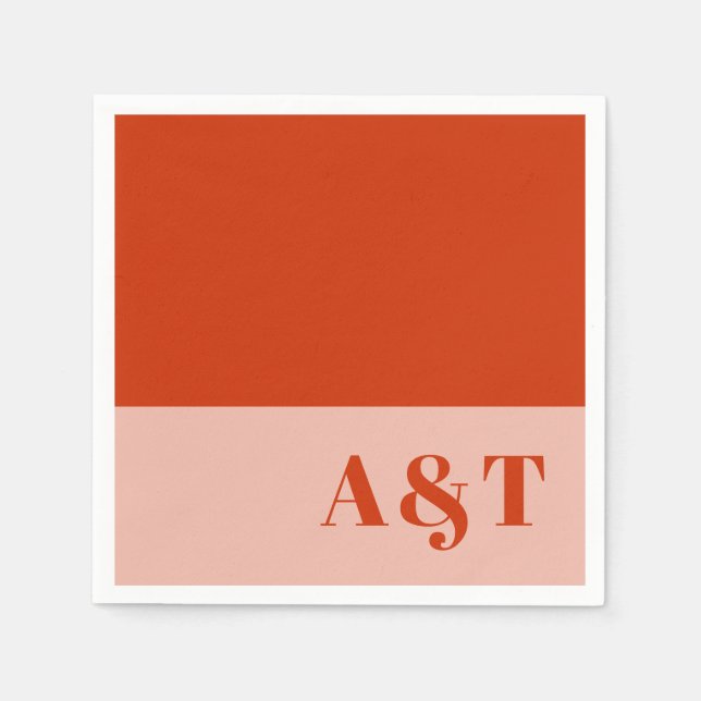 Dicke Minimalistische Orange Pink Hochzeit Serviette (Vorderseite)