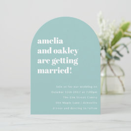 Dicke Minimalistische Soft Aqua Blue Retro Wedding Einladung