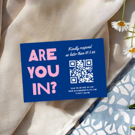 Dicke moderne Art Funky farbenfrohe QR CODE Hochze RSVP Karte