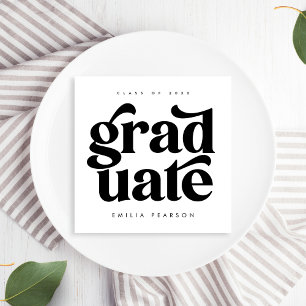 Dicke moderne Art White Graduation Party Napkins Serviette