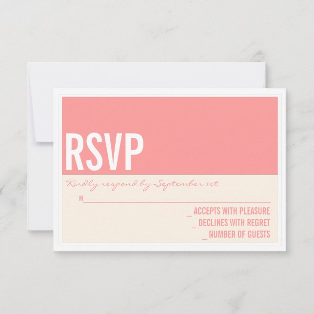 Dicke moderne grafische Block-Hochzeitkarte RSVP (Vorderseite)