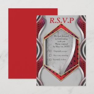 Dicke moderne Metallic 3D Red Gray Texture Look RSVP Karte