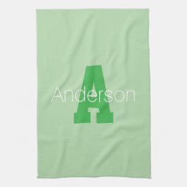 Dicke moderne Monogramm | Pale & Kelly Green Geschirrtuch