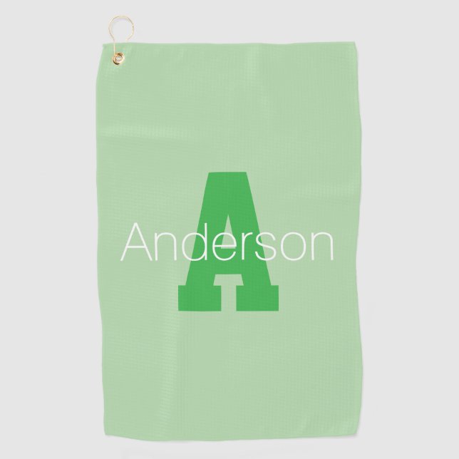 Dicke moderne Monogramm | Pale & Kelly Green Golfhandtuch (Vorderseite)