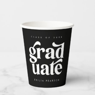 Dicke, moderne schwarze Graduierungspartei Pappbecher