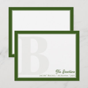 Dicke Mongram Forest Green Family Stationierung Mitteilungskarte
