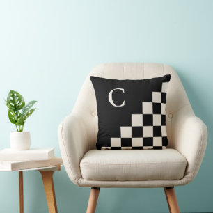 Dicke monogram Black Cream Geometric Pattern Kissen