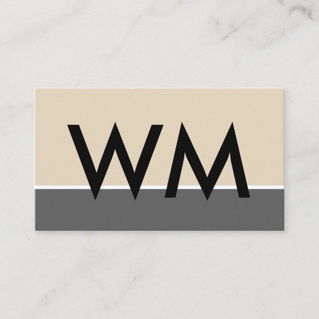 Dicke Monogram Company Beige Gray Visitenkarte (Vorderseite)