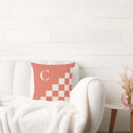 Dicke Monogram Terracotta Cream Geometric Muster Kissen