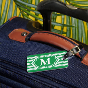 Dicke Monogramm mit grünen Streifen Gepäckanhänger