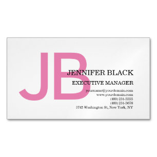 Dicke Monogramm rosa Weiß Modernste Schlicht Magnetische Visitenkarte