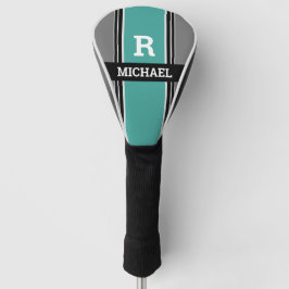 Dicke Monogramm und Name, Aquamarine graue Streife Golf Headcover