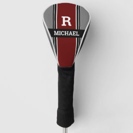 Dicke Monogramm und Name, dunkelrote, graue schwar Golf Headcover