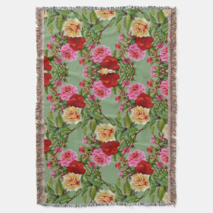 Dicke Muster Rot Gelb Rosa Rosen und Folies Decke