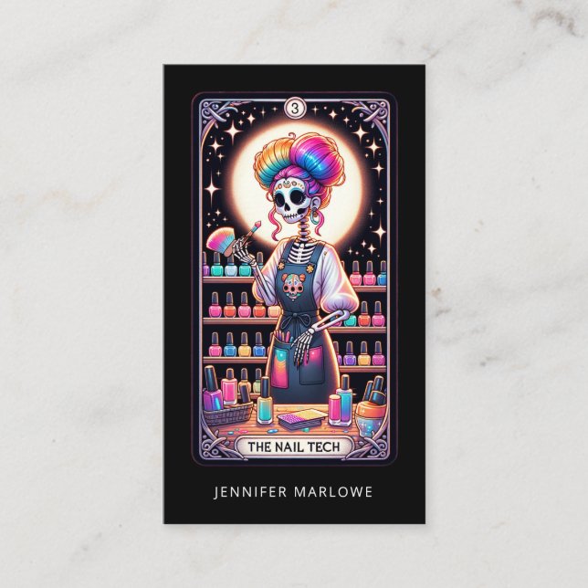 Dicke Nail Tech Tarot Card Black Business Card Visitenkarte (Vorderseite)
