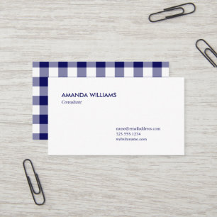 Dicke Navy Blue und White Buffalo Kariertes Muster Visitenkarte