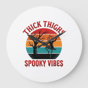 Dicke Oberschenkel Gruselige Vibes Halloween-Shirt Große Wanduhr