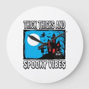 Dicke Oberschenkel Gruselige Vibes Halloween-Shirt Große Wanduhr
