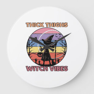 Dicke Oberschenkel Hexen Vibes Halloween Kürbis Si Große Wanduhr
