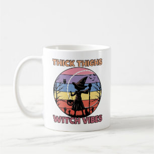 Dicke Oberschenkel Hexen Vibes Halloween Kürbis Si Kaffeetasse