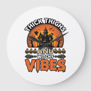 Dicke Oberschenkel Hexen-Vibes Halloween-Shirt-Des Große Wanduhr