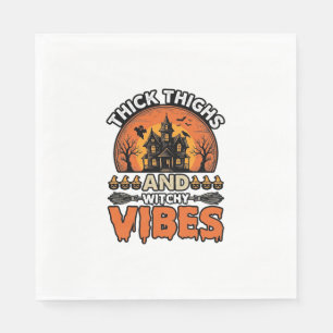 Dicke Oberschenkel Hexen-Vibes Halloween-Shirt-Des Serviette