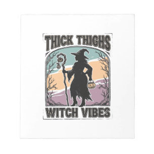 Dicke Oberschenkel Hexen Vibes Vintage Halloween T Notizblock