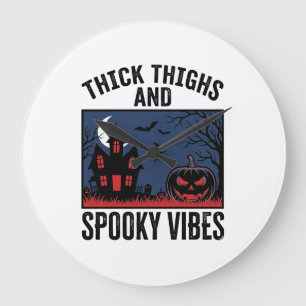 Dicke Oberschenkel Und Gruselige Vibes Halloween-S Große Wanduhr