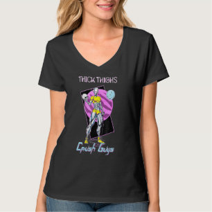 Dicke Oberschenkel zerquetschen Typen T-Shirt
