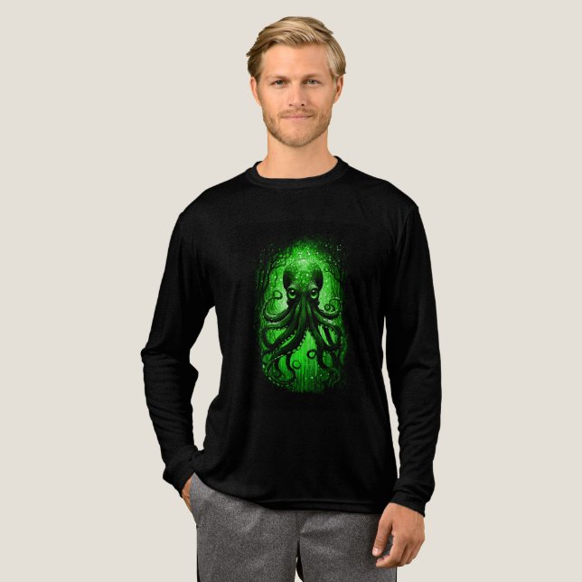 Dicke Oktopus Graphisches T-Shirt Tri-Blend Shirt (Volle Vorderseite)