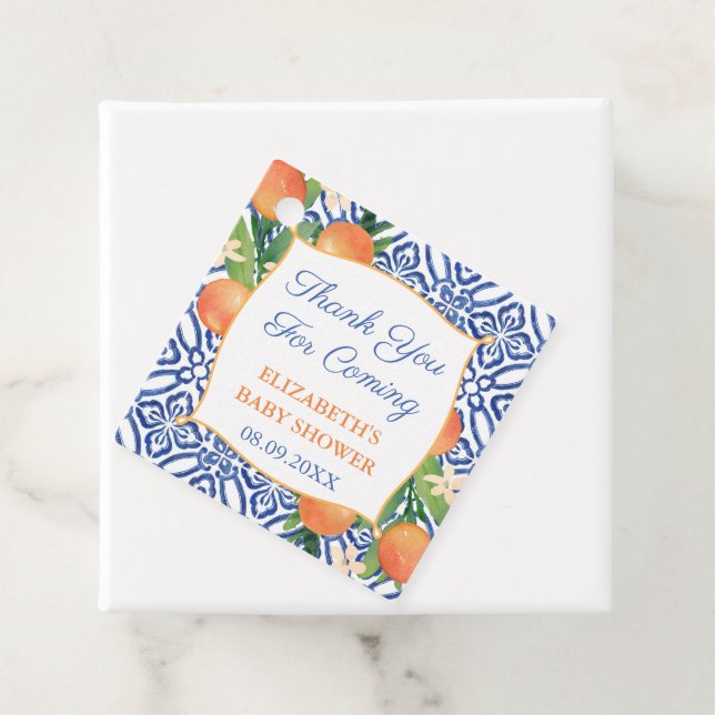 Dicke Orange Citrus Blue Tile Bridal oder Babydusc Geschenkanhänger (Beispiel)