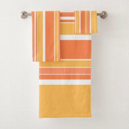 Dicke orange gelbe Streifen Badhandtuch Set
