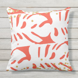 Dicke Orange und weißes tropisches Leaf mit Imitat Kissen