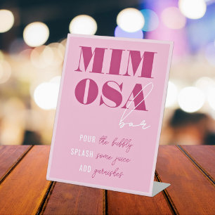 Dicke Pink Bachelorette Mimosa Bar Pedestal Zeiche Sockelschild
