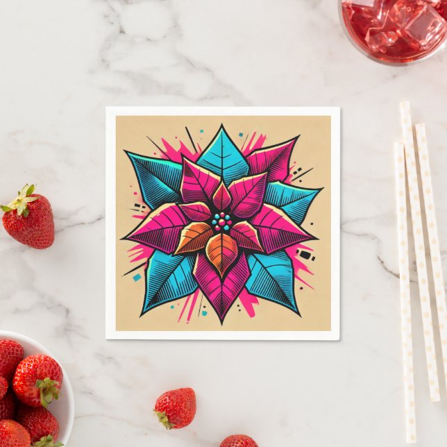 Dicke Pop Art Poinsettia Entdeckungsreise nach Nea Serviette (Beispiel)